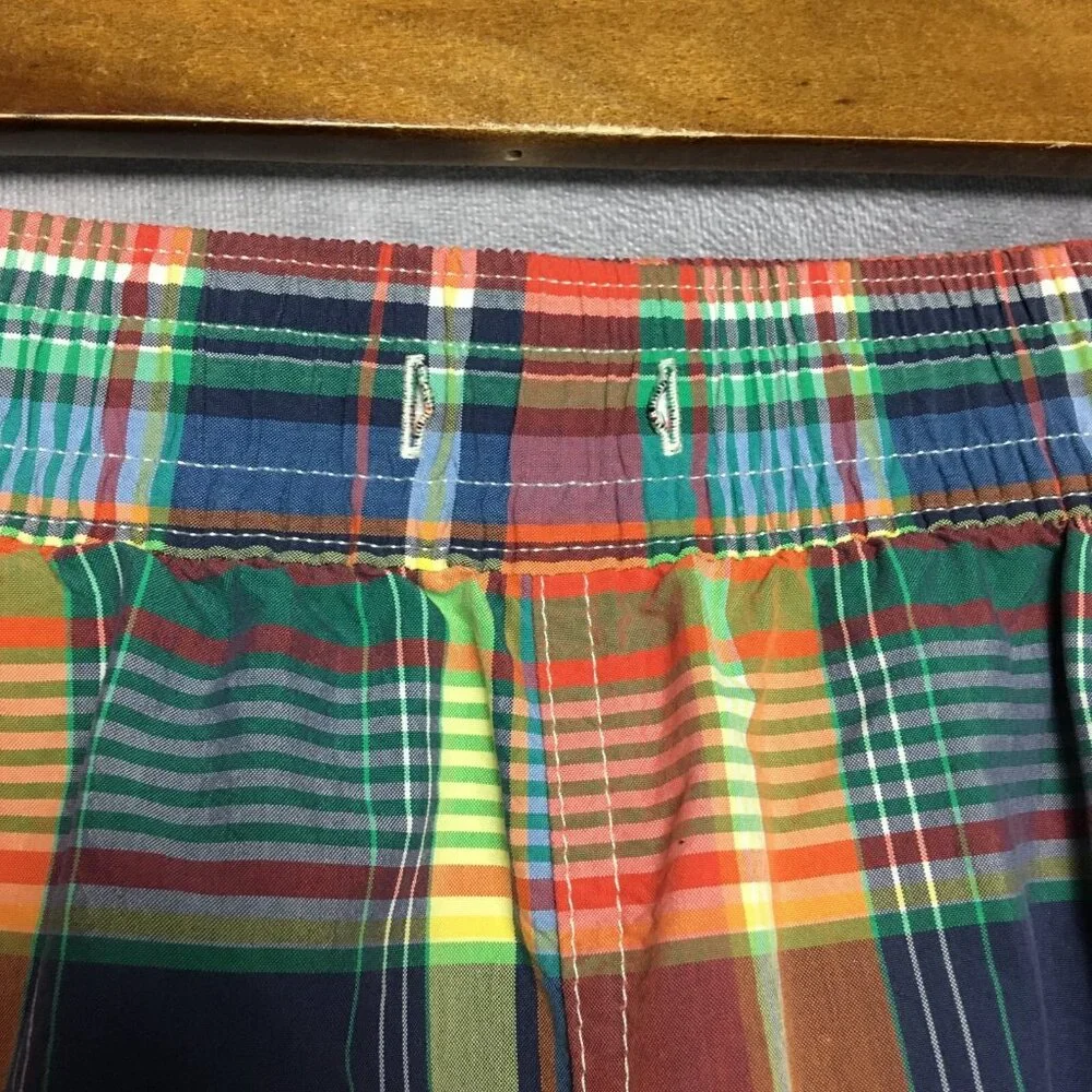 Polo RL Mens Plaid‎ Swim Trunk Shorts size Large Red Green Mesh Inner Briefs